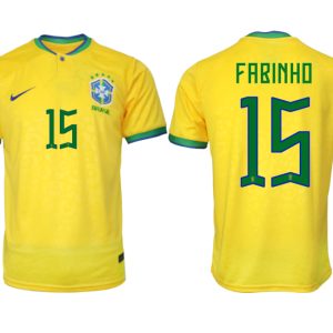 FABINHO #15 Brasilien FIFA WM Katar 2022 Heimtrikot gelb Kurzarm Fußballtrikot Herren Sale