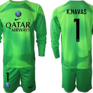 Fußball Trikot Outlet Paris Saint Germain PSG Goalkeeper schwarz Langarm in grün K.NAVAS 1