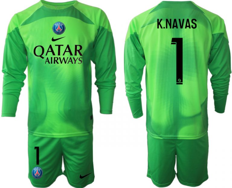 Fußball Trikot Outlet Paris Saint Germain PSG Goalkeeper schwarz Langarm in grün K.NAVAS 1