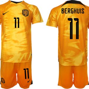 Fußballtrikot für Herren Niederlande Heimtrikot WM 2022 Fußballtrikot Orange BERGHUIS 11