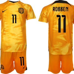 Fußballtrikot für Herren Niederlande Heimtrikot WM 2022 Fußballtrikot Orange ROBBEN 11