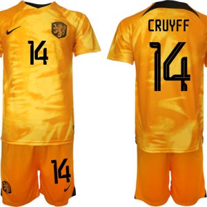 Fußballtrikot für Herren Niederlande Heimtrikot WM 2022 Orange CRUYFF 14