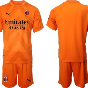 Herren AC Milan Torwarttrikot 2022/23 Orange Kurzarm Trikotsatz Kurzarm + Kurze Hosen