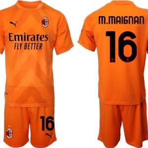 Herren AC Milan Torwarttrikot 2022/23 Orange Trikotsatz mit Aufdruck M.MAIGNAN 16