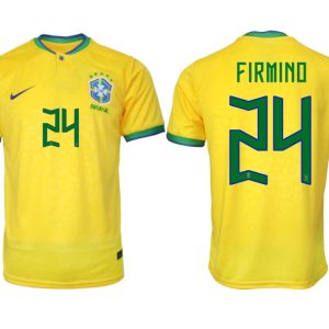 Herren Brasilien FIFA WM Katar 2022 Heimtrikot gelb Kurzarm mit Namen FIRMINO 24