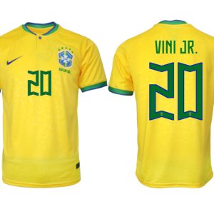 Herren Brasilien FIFA WM Katar 2022 Heimtrikot gelb Kurzarm mit Namen VINI JR. 20