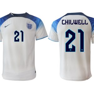 Herren England FIFA WM Katar 2022 weiß blau Heimtrikot Kurzarm CHILWELL 21