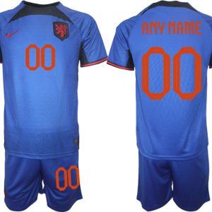 Herren Niederlande Auswärtstrikot blau Fußball WM 2022 Fußball Trikot selbst gestalten