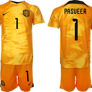 Herren Niederlande Heimtrikot WM 2022 Fußballtrikot Orange Kurzarm mit Aufdruck PASVEER 1