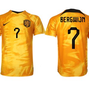 Herren Niederlande Heimtrikot WM 2022 Orange Fußballtrikot mit Aufdruck BERGWIJN 7