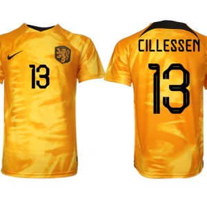 Herren Niederlande Heimtrikot WM 2022 Orange Fußballtrikot mit Aufdruck CILLESSEN 13