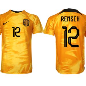 Herren Niederlande Heimtrikot WM 2022 Orange Fußballtrikot mit Aufdruck RENSCH 12