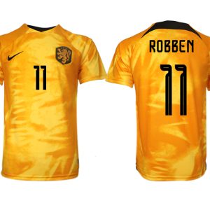 Herren Niederlande Heimtrikot WM 2022 Orange Fußballtrikot mit Aufdruck ROBBEN 11