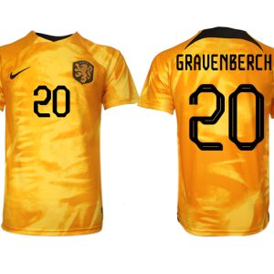 Herren Niederlande Heimtrikot WM 2022 Orange Kurzarm Fussballtrikots Günstig GRAVENBERCH 20