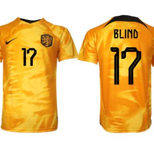 Herren Niederlande Heimtrikot WM 2022 Orange Kurzarm Neuen Fußballtrikots BLIND 17