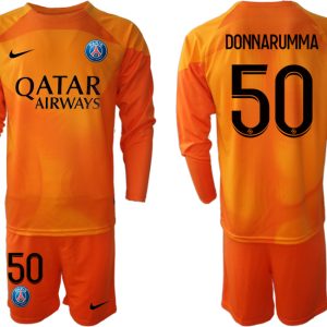 Herren Paris Saint Germain PSG Goalkeeper schwarz Langarm Orange mit Aufdruck DONNARUMMA 50