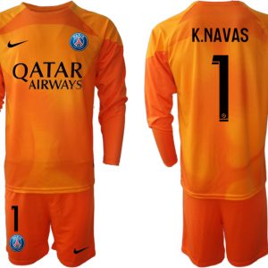 Herren Paris Saint Germain PSG Goalkeeper schwarz Langarm Orange mit Aufdruck K.NAVAS 1