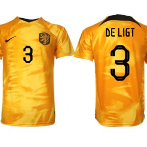 Kaufe Herren Fußballtrikots Niederlande Heimtrikot WM 2022 Orange Kurzarm DE LIGT 3