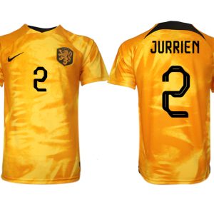 Kaufe Herren Fußballtrikots Niederlande Heimtrikot WM 2022 Orange Kurzarm JURRIEN 2