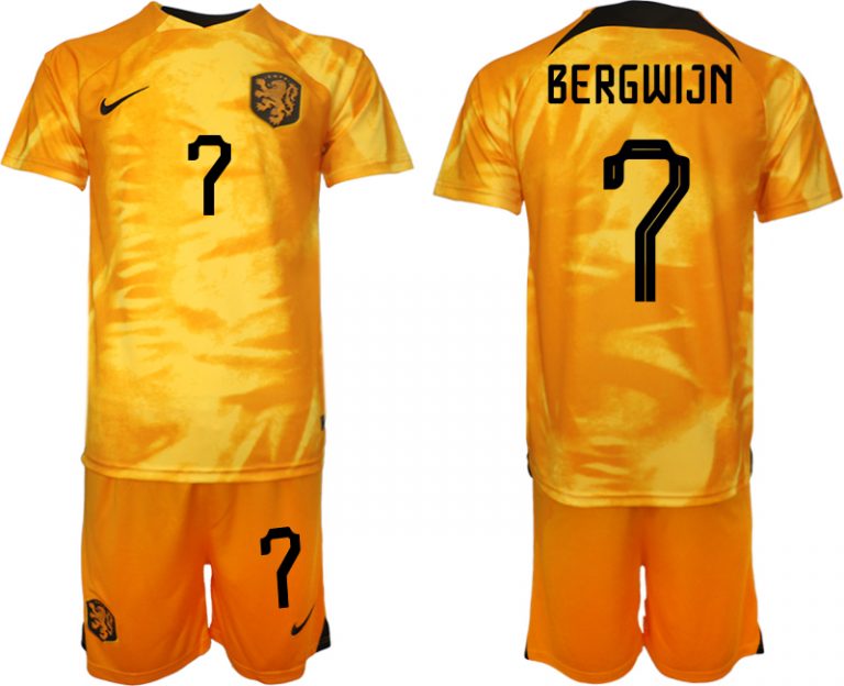 Kaufe Neue Fußballtrikots Niederlande Heimtrikot WM 2022 Fußballtrikot Orange BERGWIJN 7