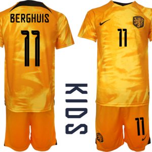 Kinderheim Nationalmannschaft Trikot Niederlande 2022-23 mit Aufdruck BERGHUIS 11