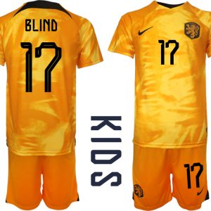 Kinderheim Nationalmannschaft Trikot Niederlande 2022-23 mit Aufdruck BLIND 17