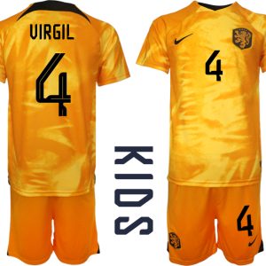 Kinderheim Nationalmannschaft Trikot Niederlande 2022-23 Online Kaufen VIRGIL 4