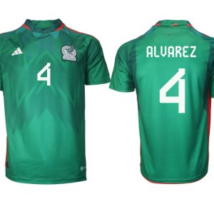 Mexiko FIFA WM Katar 2022 Heimtrikot grün Kurzarm mit Namen ALVAREZ 4