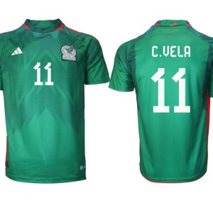 Mexiko FIFA WM Katar 2022 Heimtrikot grün Kurzarm mit Namen C.VELA 11