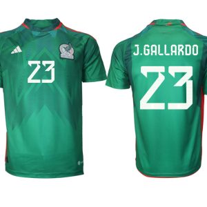 Mexiko FIFA WM Katar 2022 Heimtrikot grün Kurzarm mit Namen J.GALLARDO 23