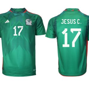 Mexiko FIFA WM Katar 2022 Heimtrikot grün Kurzarm mit Namen JESUS C.17