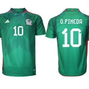 Mexiko FIFA WM Katar 2022 Heimtrikot grün Kurzarm mit Namen O.PINEDA 10