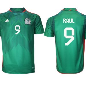 Mexiko FIFA WM Katar 2022 Heimtrikot grün Kurzarm mit Namen RAUL 9