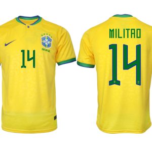 MILITAO #14 Brasilien FIFA WM Katar 2022 Heimtrikot gelb Kurzarm Fußballtrikot Herren Sale