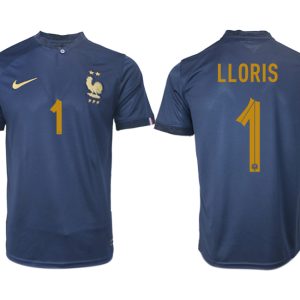 Neuen Frankreich FIFA WM Katar 2022 marineblau Heimtrikot Kurzarm LLORIS 1