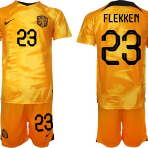 Neuen Fußballtrikot für Herren Niederlande Heimtrikot WM 2022 Orange FLEKKEN 23