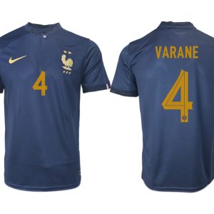 Neuen Fußballtrikots Frankreich FIFA WM Katar 2022 marineblau Heimtrikot VARANE 4