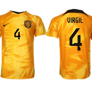 Niederlande Heimtrikot WM 2022 Orange Fußballtrikot Herren Sale VIRGIL 4