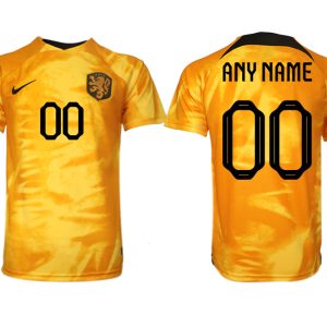 Niederlande Heimtrikot WM 2022 Orange Kurzarm Anpassbare Name und Nummer