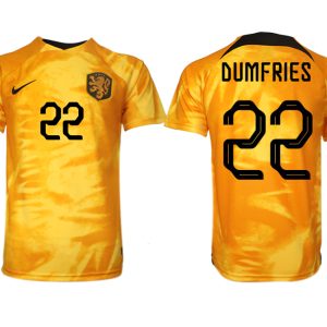 Niederlande Heimtrikot WM 2022 Orange Kurzarm bestellen mit Aufdruck DUMFRIES 22