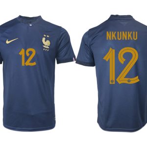 NKUNKU #12 Frankreich FIFA WM Katar 2022 marineblau Heimtrikot Kurzarm für Herren