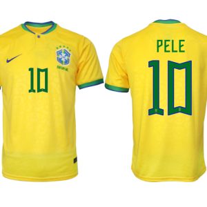 PELE #10 Brasilien FIFA WM Katar 2022 Heimtrikot gelb Kurzarm Fußballtrikot Herren Sale