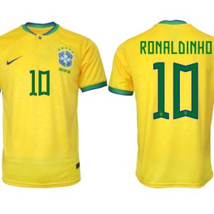 RONALDINHO #10 Brasilien FIFA WM Katar 2022 Heimtrikot gelb Kurzarm Fußballtrikot Herren Sale