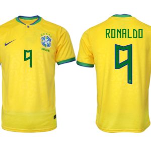 RONALDO #9 Brasilien FIFA WM Katar 2022 Heimtrikot gelb Kurzarm Fußballtrikot Herren Sale