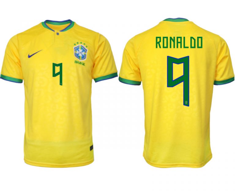 RONALDO #9 Brasilien FIFA WM Katar 2022 Heimtrikot gelb Kurzarm Fußballtrikot Herren Sale