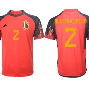 ALDERWEIRELD #2 Belgien FIFA WM Katar 2022 rot schwarz Herren Heimtrikot Kurzarm