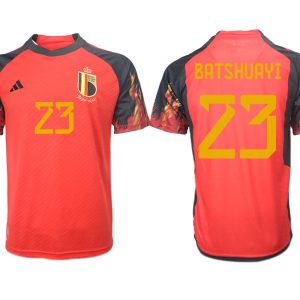 Belgien FIFA WM Katar 2022 rot schwarz Herren Heimtrikot Kurzarm mit Namen BATSHUAYI 23