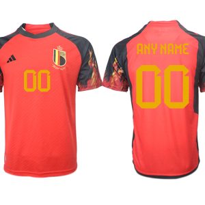 Belgien FIFA WM Katar 2022 rot schwarz Herren Heimtrikot Kurzarm Personalisierbar Fußballtrikots