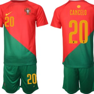 CANCELO #20 Portugal 2022-2023 Heim Trikot für Herren Kurzarm + Kurze Hosen