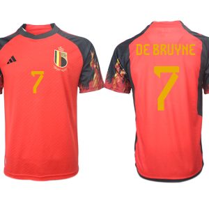 DE BRUYNE #7 Belgien FIFA WM Katar 2022 rot schwarz Herren Heimtrikot Kurzarm